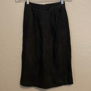 Vintage SEMPLICE Women’s Black Pleated Suede Leather Skirt Size 4